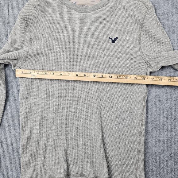 Vintage American Eagle Thermal Shirt Mens Large Y2K Gray Waffle Knit Layering - Picture 5 of 7
